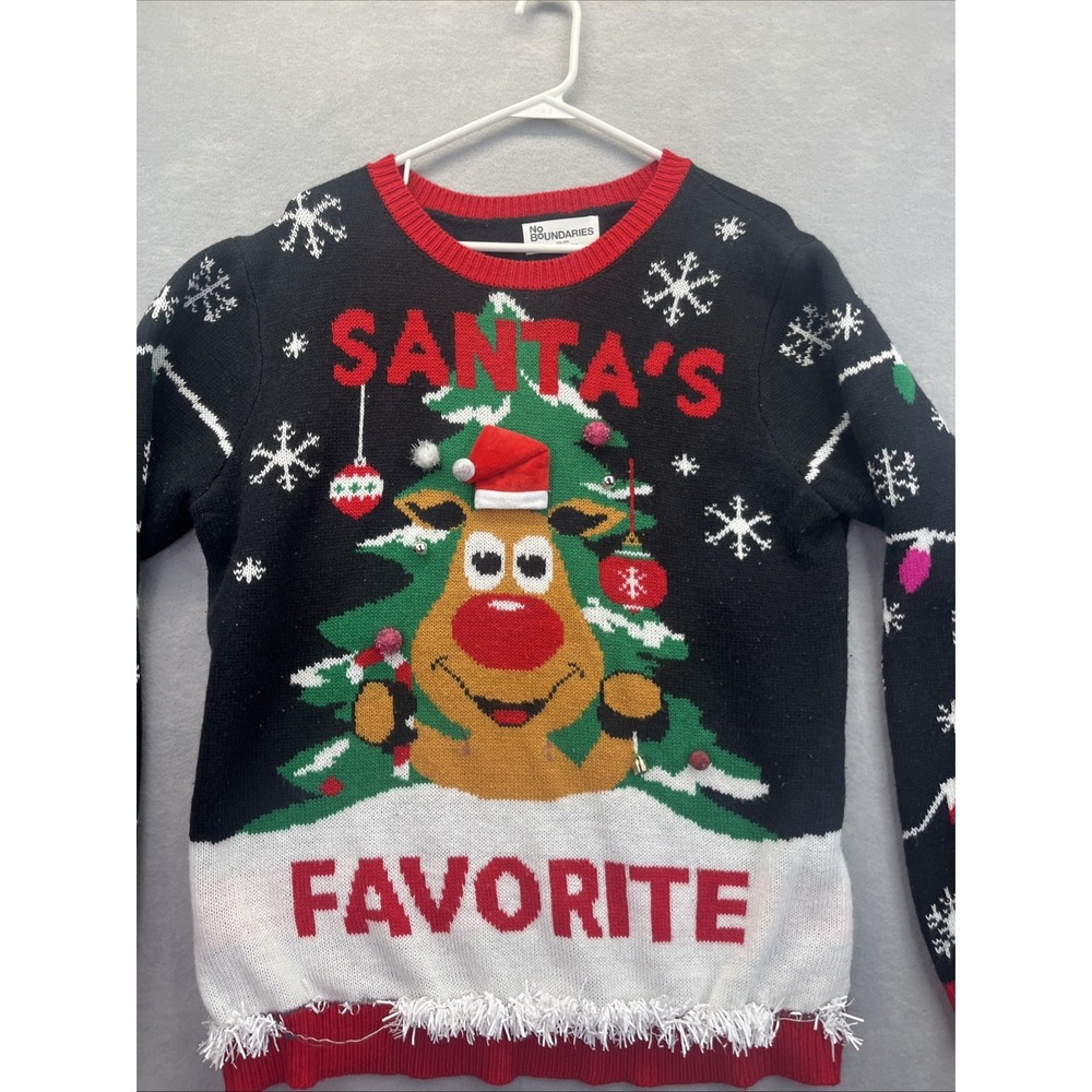 No Boundaries Womens XXL Christmas Ugly Sweater Santas Favorite Reindeer